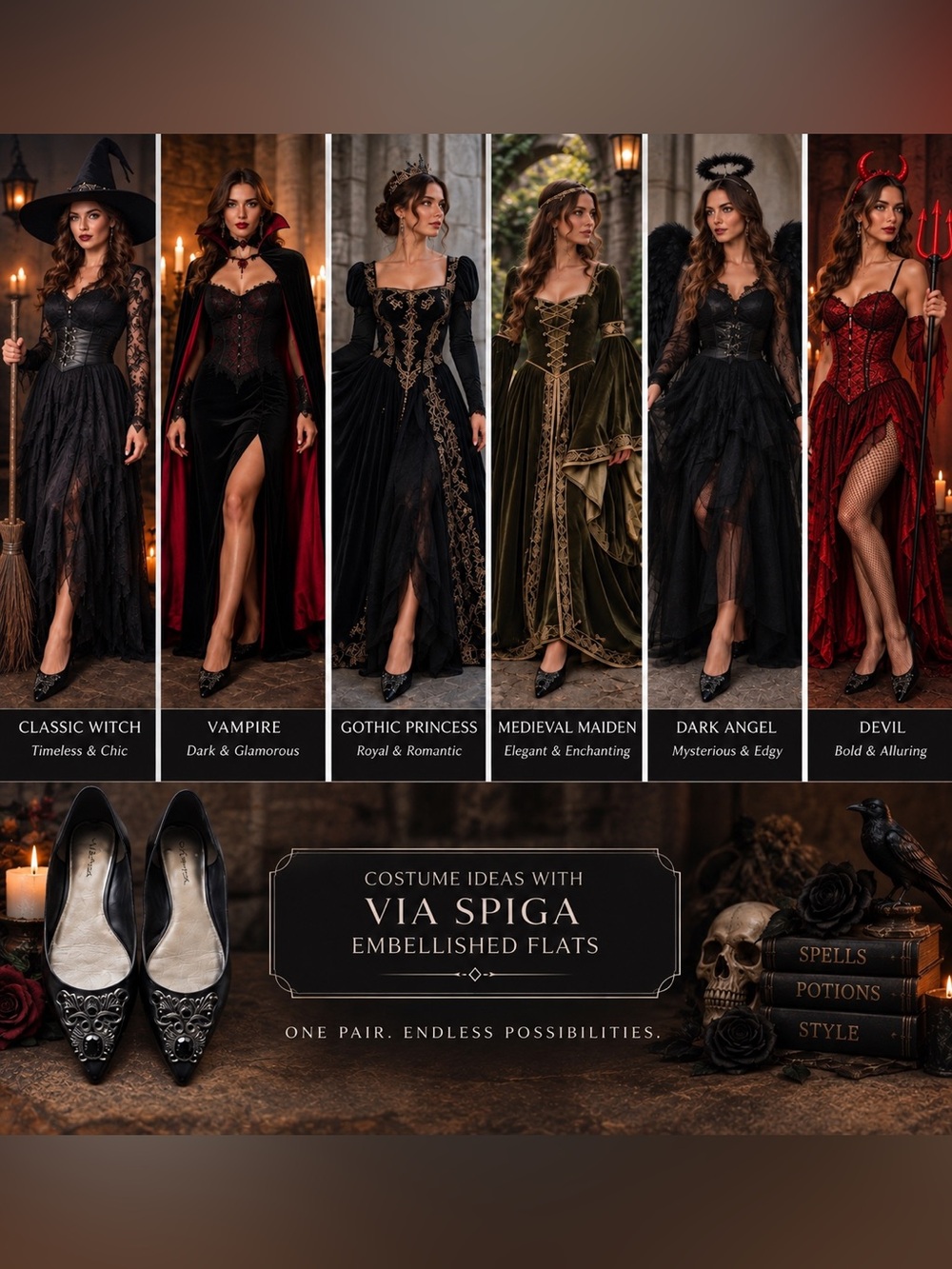 Via Spiga Elegant Black Flats with Embellished Toe